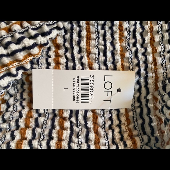 Striped Smocked Drape Sleeve Top L - Picture 5 of 6